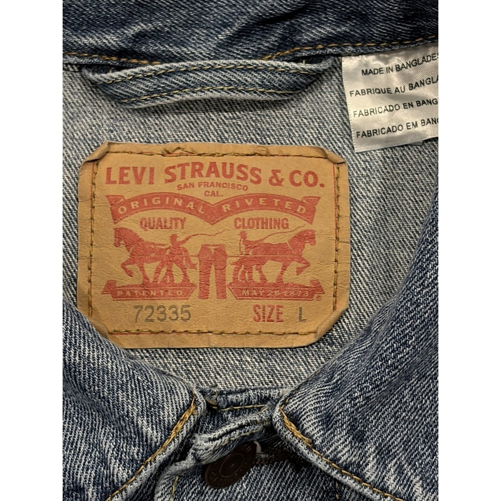 Levis Relaxed Fit Trucker Jean Jacket Denim Red Tab Blue Mens Large 72335-0042 - Picture 16 of 16
